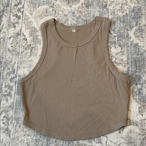 Women's Tan Sleeveless Crop Top